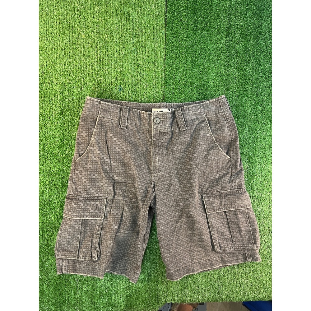 Utility Mens Cargo Shorts Gray Brown Geometric Starburst Print Size 34 RN17730